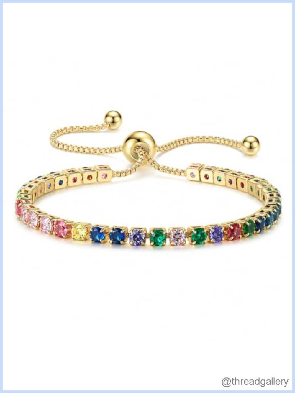 Adjustable Tennis Bracelet Gold Tone Bolo Women Jewelry